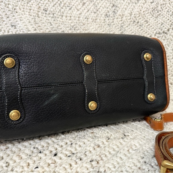 Dooney & Bourke Black and British Tan Vintage Shoulder Satchel - Picture 3 of 5